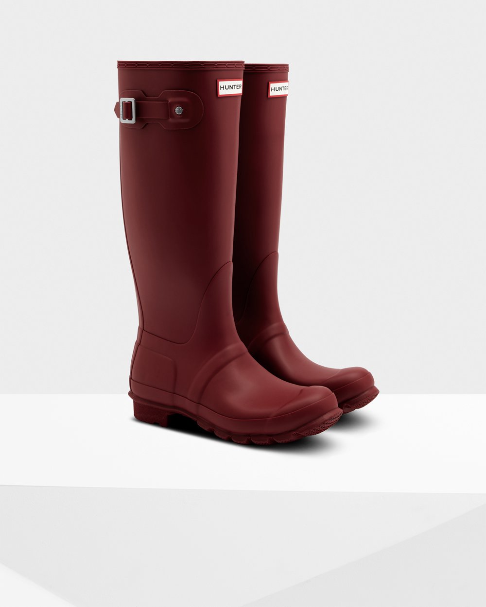 Hunter Mujer Original - Botas de Lluvia Gris Rojas - 942-EPCUHV